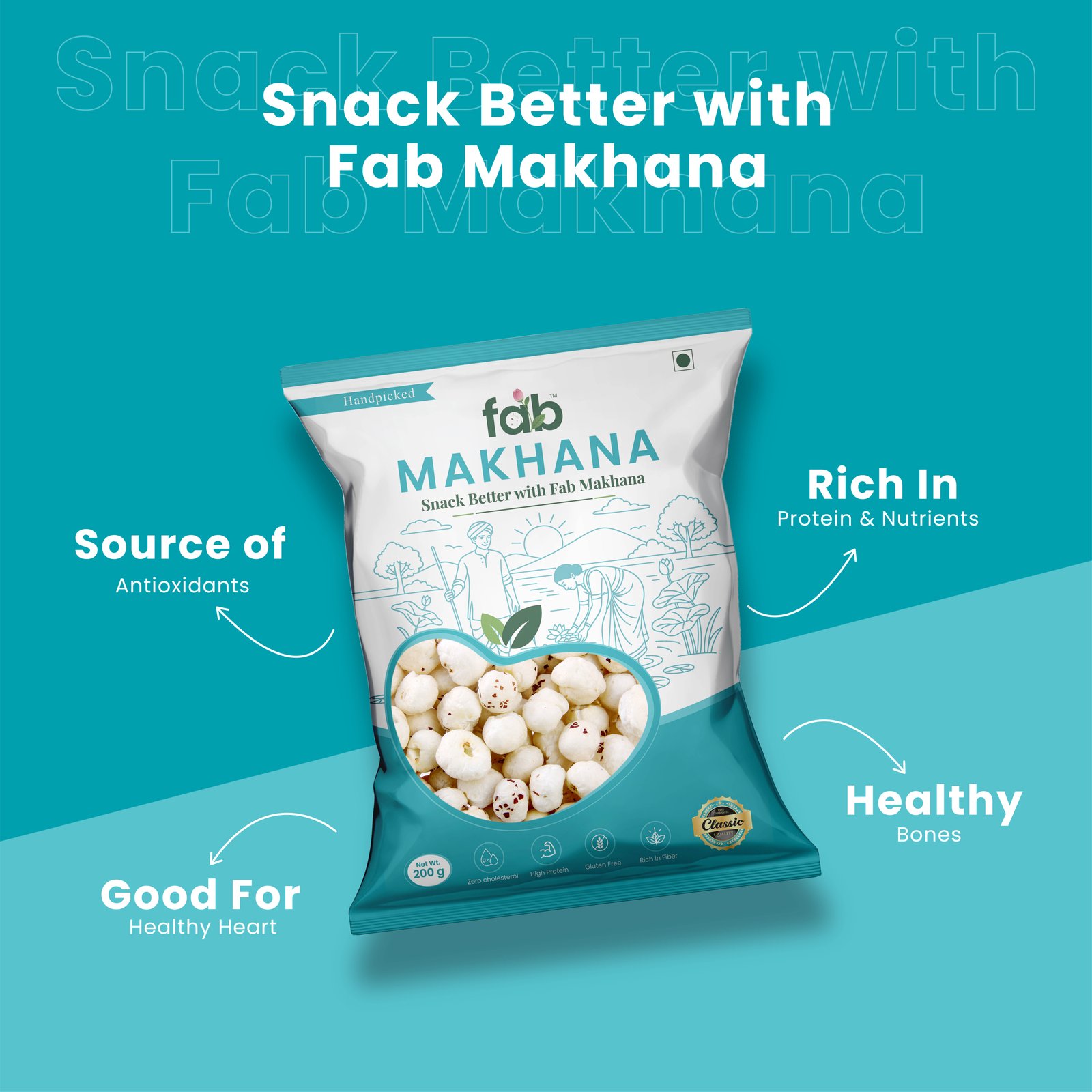 FabMakhana Premium Raw Makhana 100g | 100% Natural, Handpicked & Ultra-Crispy Fox Nuts